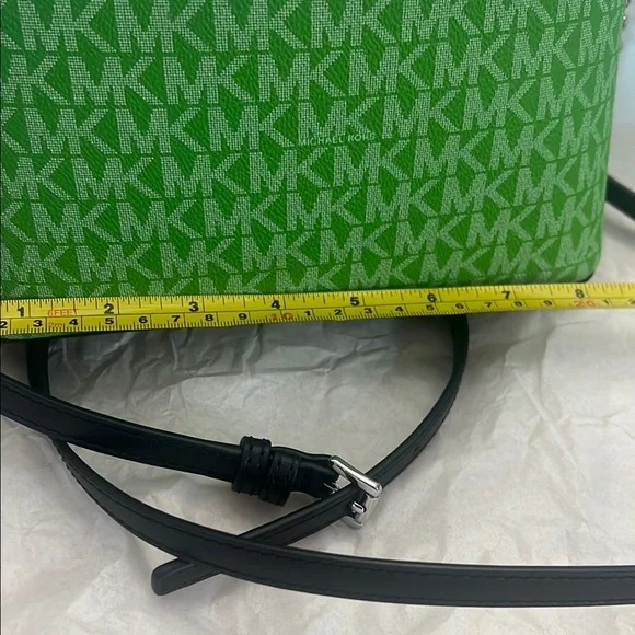 Michael Kors Green and White Crossbody Bag with Signature Monogram - Picture 6 of 7